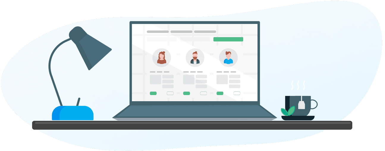 Illustration of a patient searching the MFR Directory for a therapist on a laptop